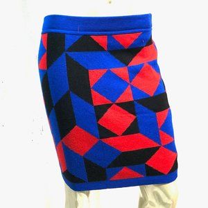 Escada Vtg Color Block Geometric Knit Skirt
